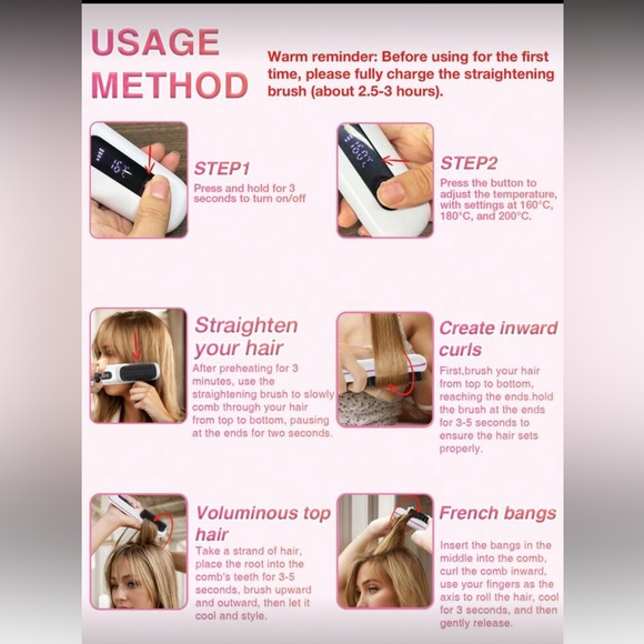 Hair Straightening Brush Portable - Picture 3 of 8